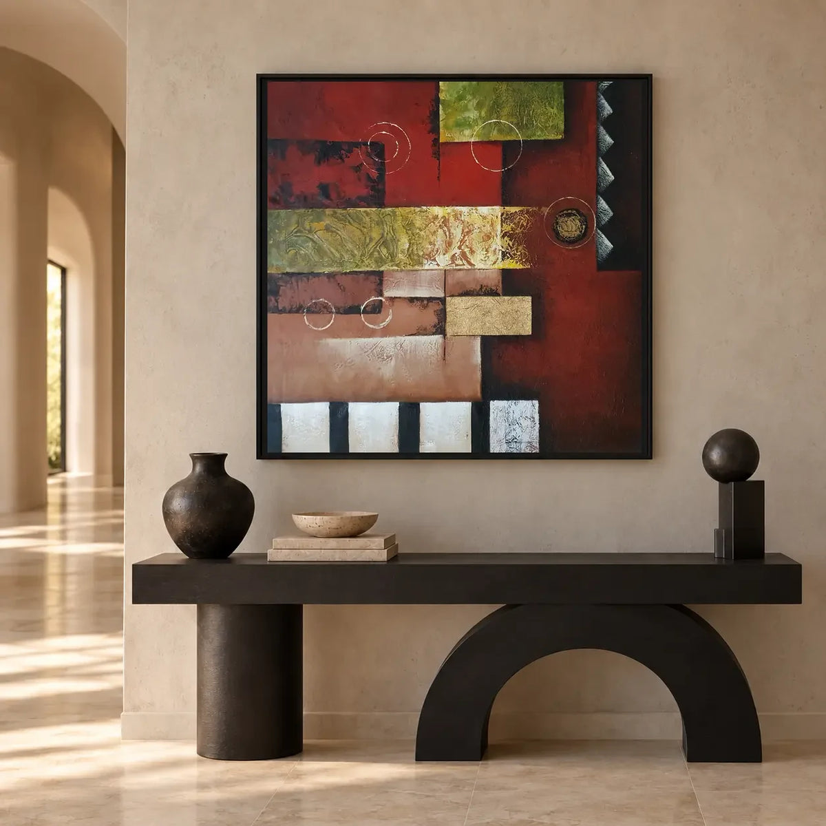 Abstracto geométrico al óleo pintado a mano 80 × 80 cm
