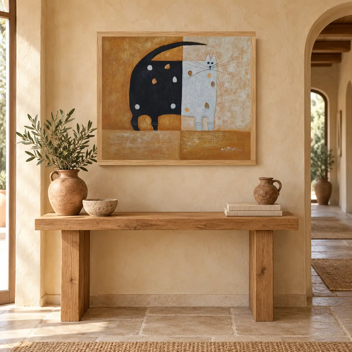 Cuadro de Gato al Óleo Pintado a Mano 60 × 50 cm