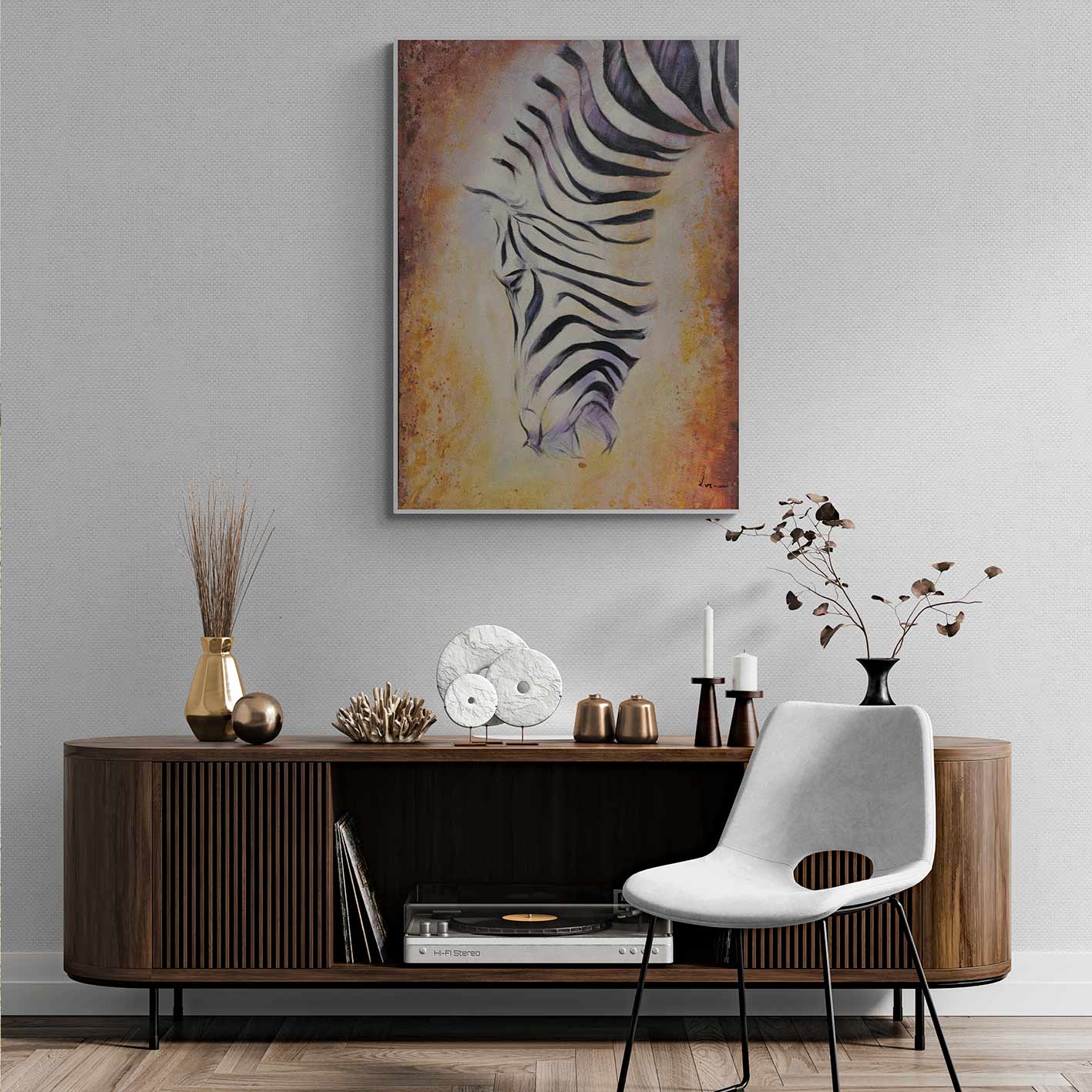 Modernes Zebragemälde 69x97 cm
