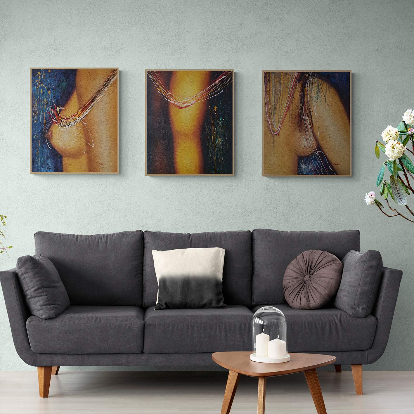 Triptychon Frauengemälde 50x60 cm [3 Stück]