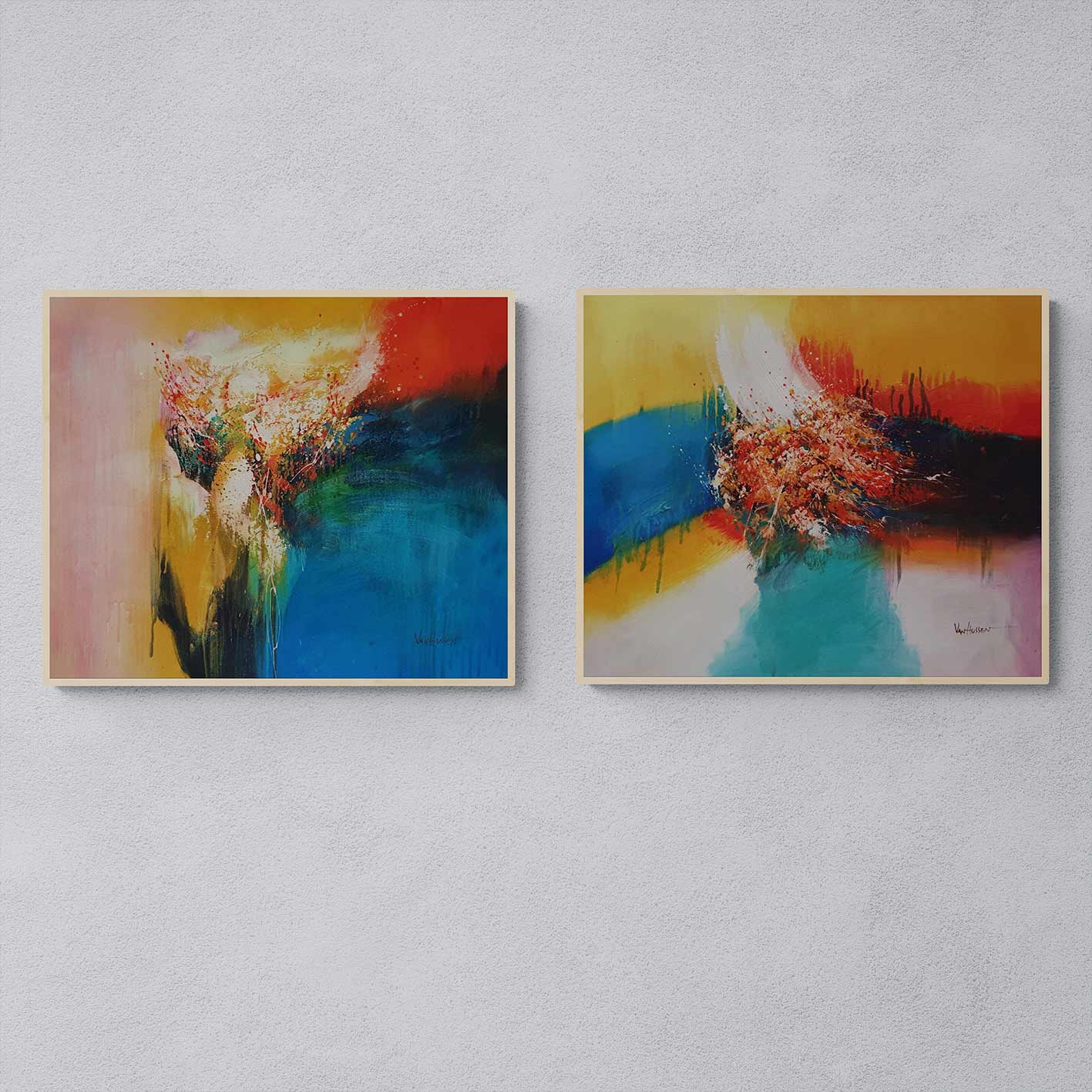 Diptych Painting Ball Painting 50x60 cm [2 pieces]