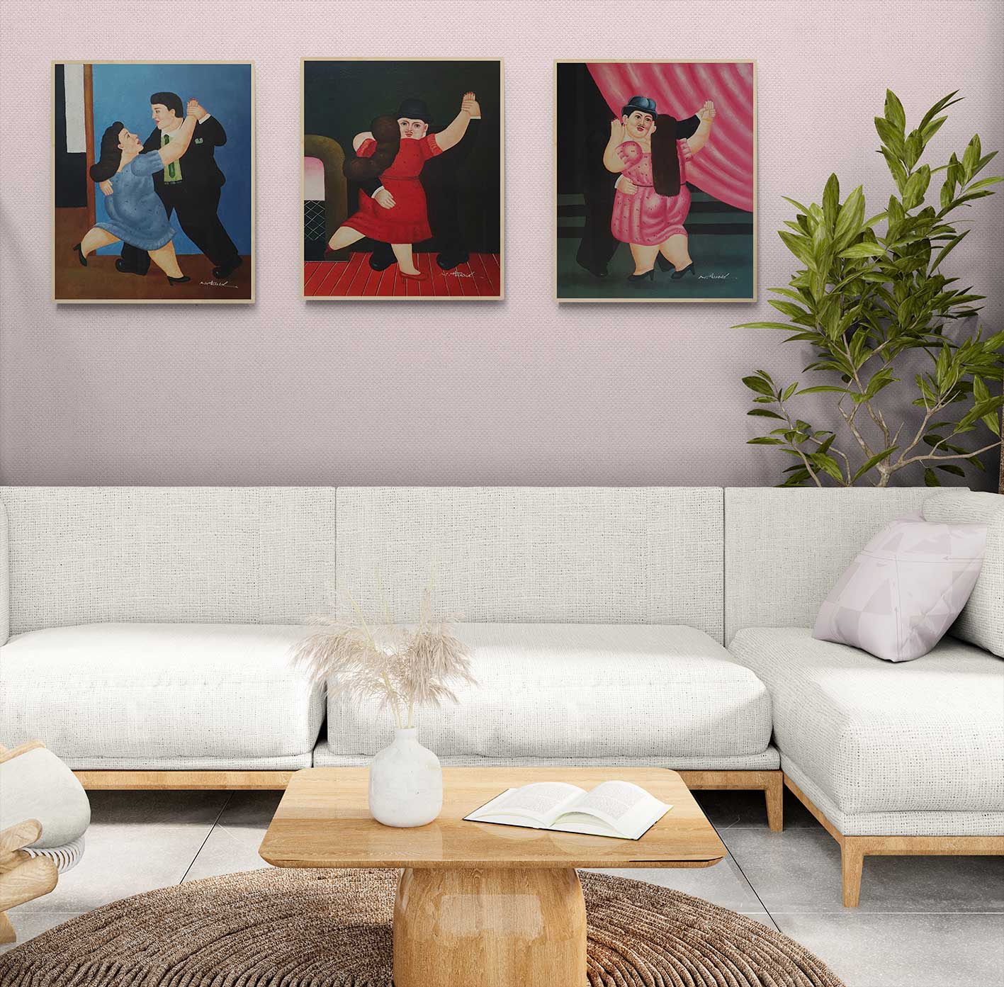Botero Triptychon Gemälde 50x60 cm [3 Stück]