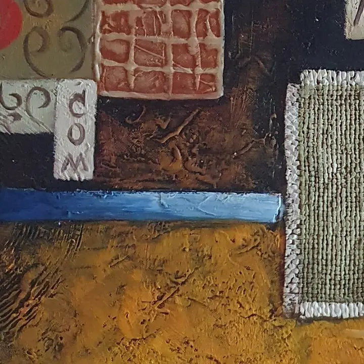 Hand-painted geometric abstract oil painting 50 × 60 cm