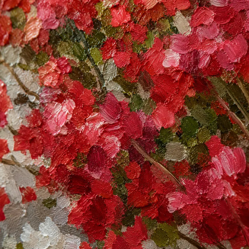 Mediterranean Red Bougainvillea – Handmade Oil Painting 82x102 cm