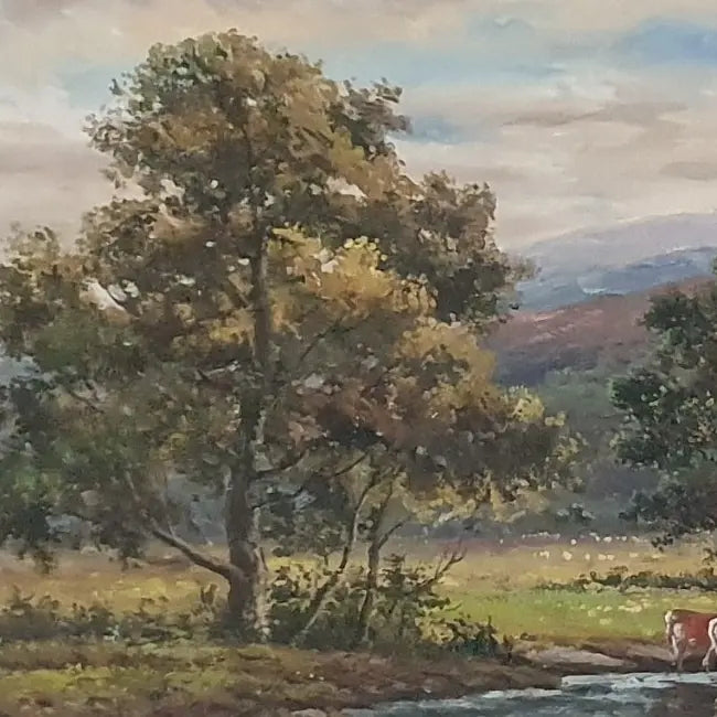 Handgemaltes Ölgemälde einer Flusslandschaft 90 × 60 cm