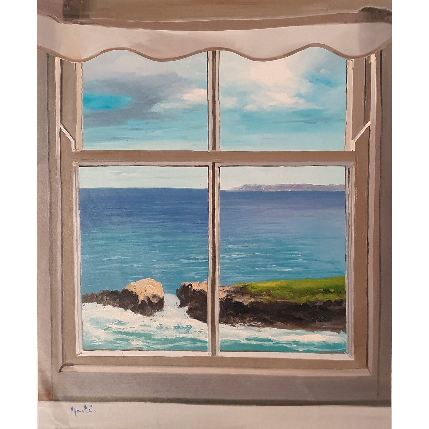 Sea and Rock Window Painting