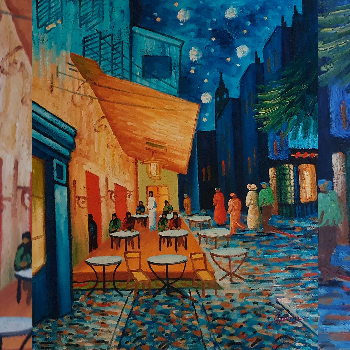 Van Gogh Gemälde Kaffeeterrasse bei Nacht 50x60 cm