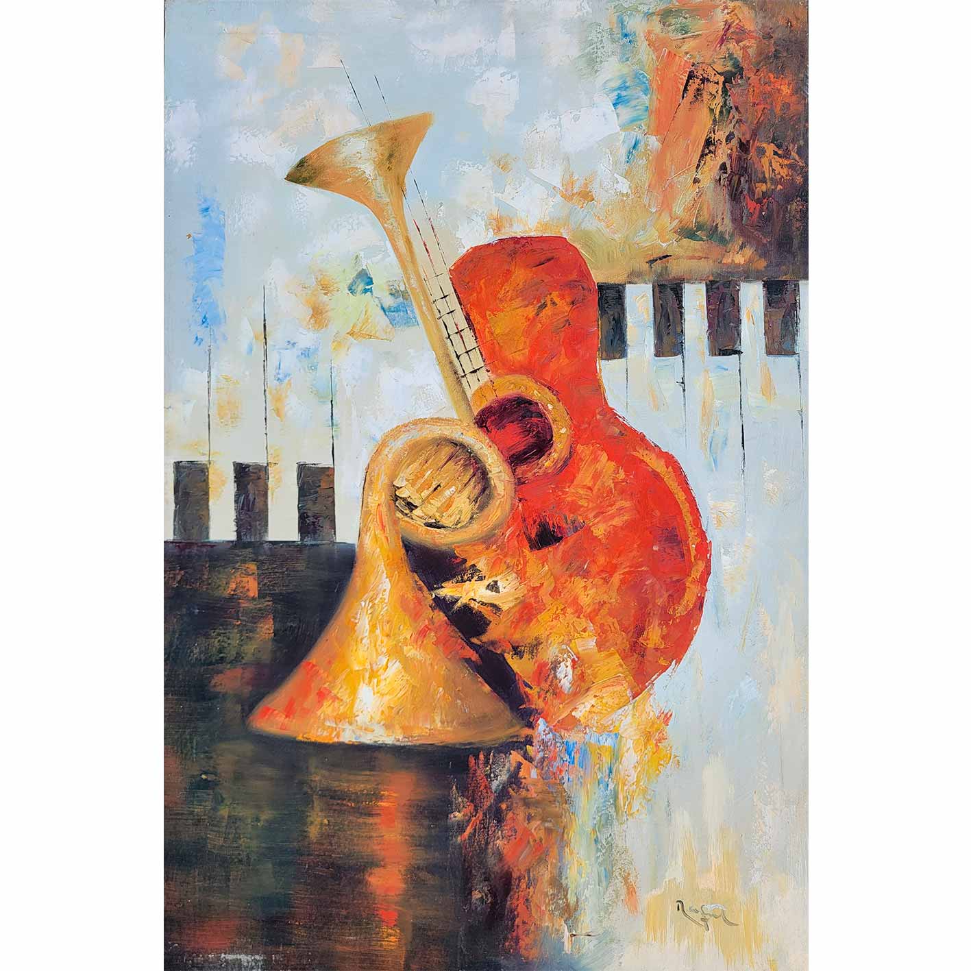 Modernes Musik-Diptychon-Gemälde 60x90 cm [2 Stück]