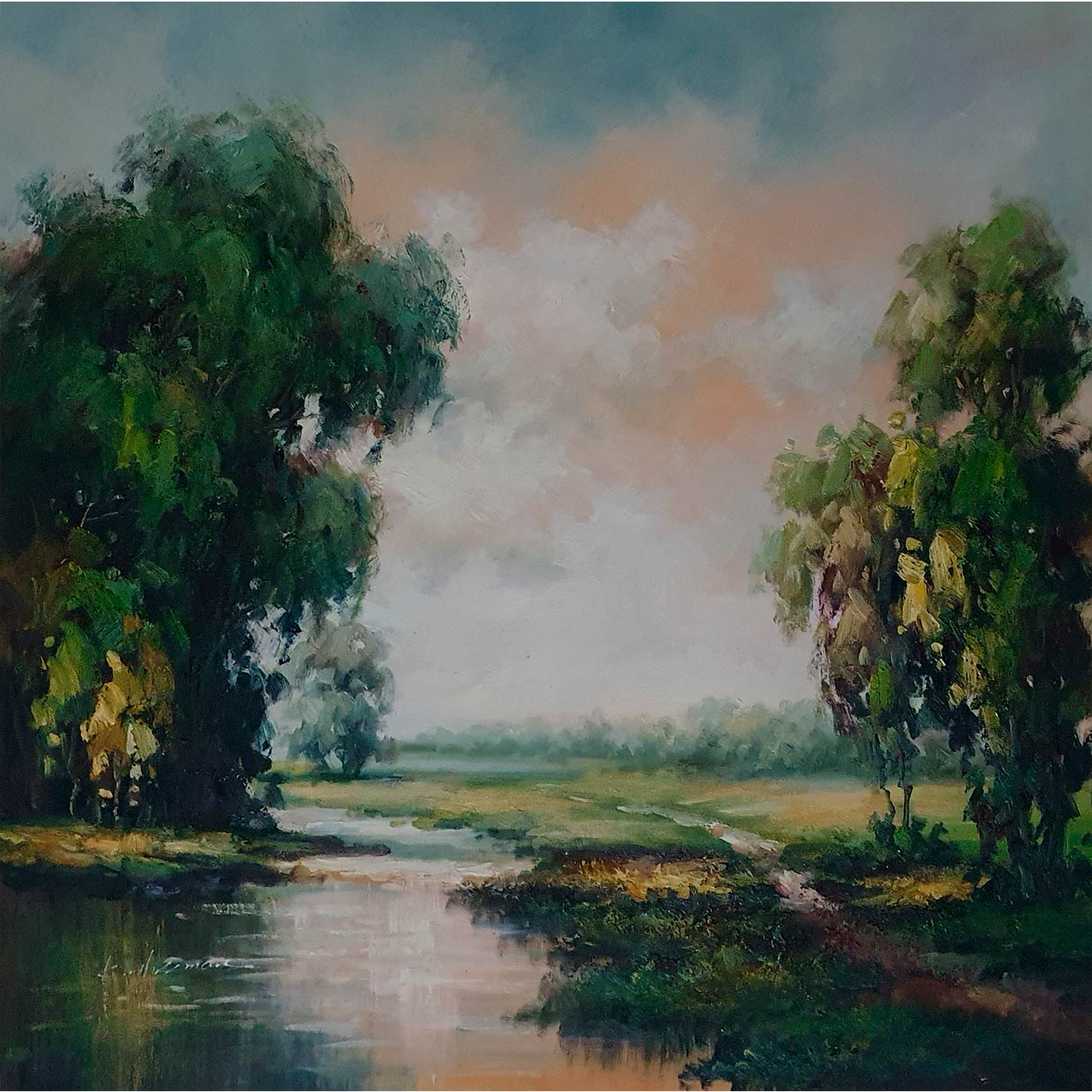 Swamp Landscape Diptych Painting 80x80 cm [2 pieces]