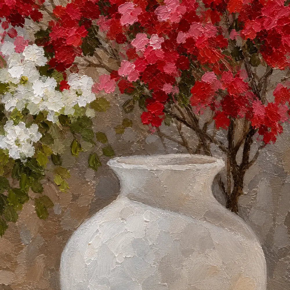 Mediterranean Red Bougainvillea – Handmade Oil Painting 82x102 cm