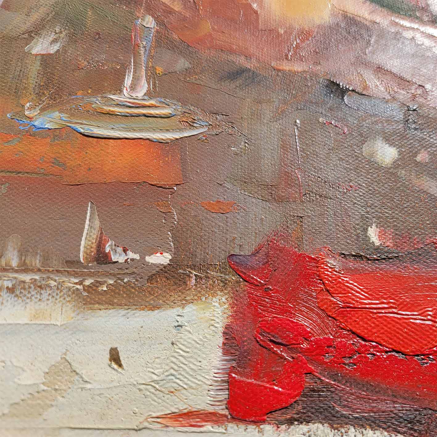 Gemälde Frau in Rot 80x80 cm