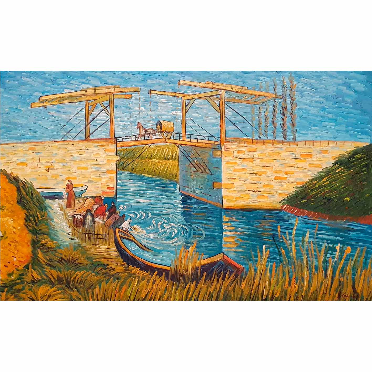 The Langlois Bridge at Arles with Women Washing 90x60 cm