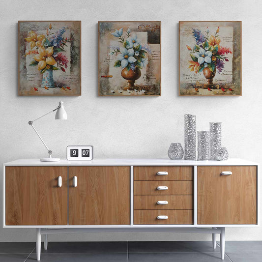 Triptych Painting Vases 50x60 cm [3 pieces]