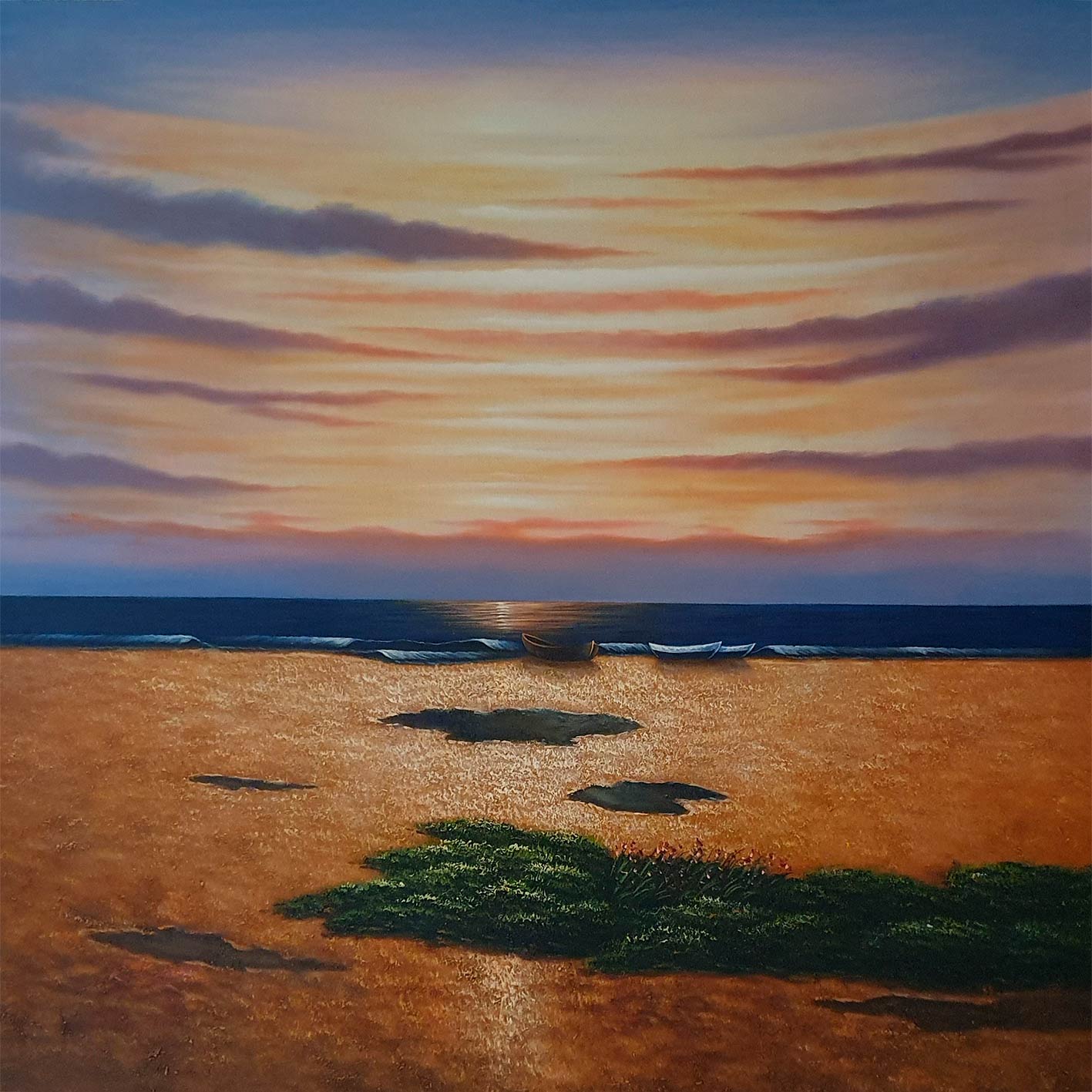 Meereserde-Diptychon-Gemälde 80x80 cm [2 Stück]