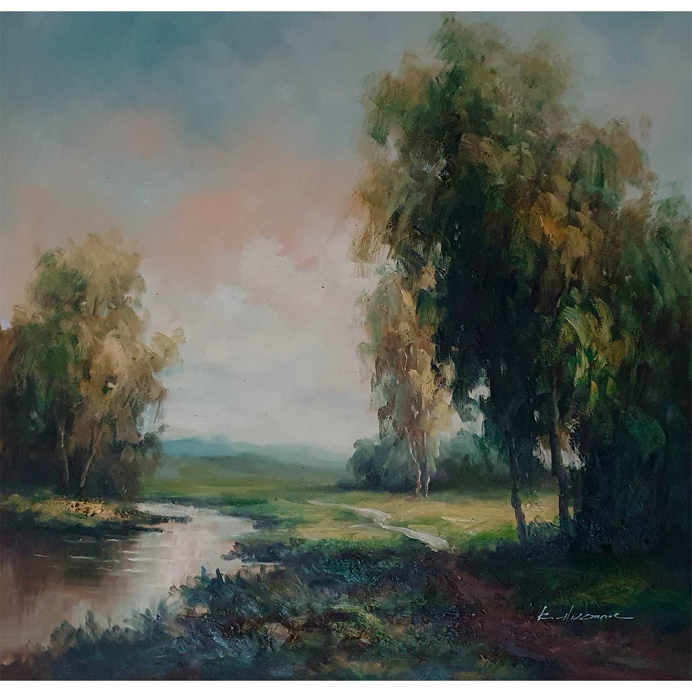 Sumpflandschaft Diptychon Gemälde 80x80 cm [2 Stück]