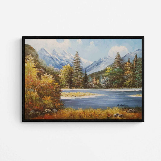 Gemälde Der See zwischen Bergen 90x60 cm