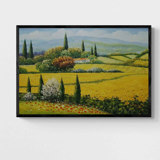 Oil painting Sunflower Fields in Tuscany, hand-painted, 90x60 cm