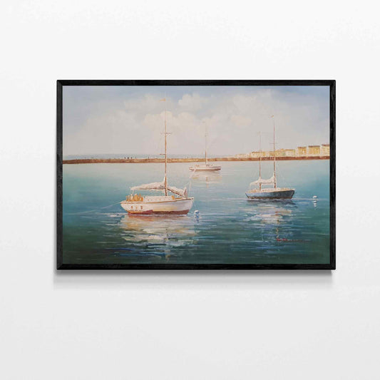 Gemälde Ankunft im Hafen 90x60 cm