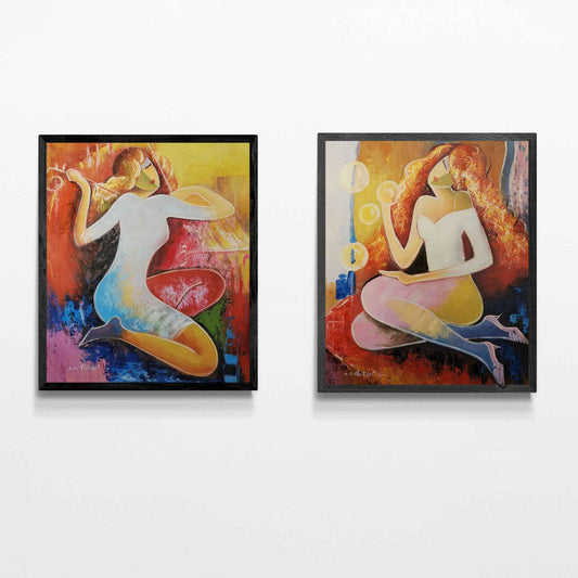 Diptychon Gemälde aus Liebe zur Kunst 50x60 cm [2 Stück]