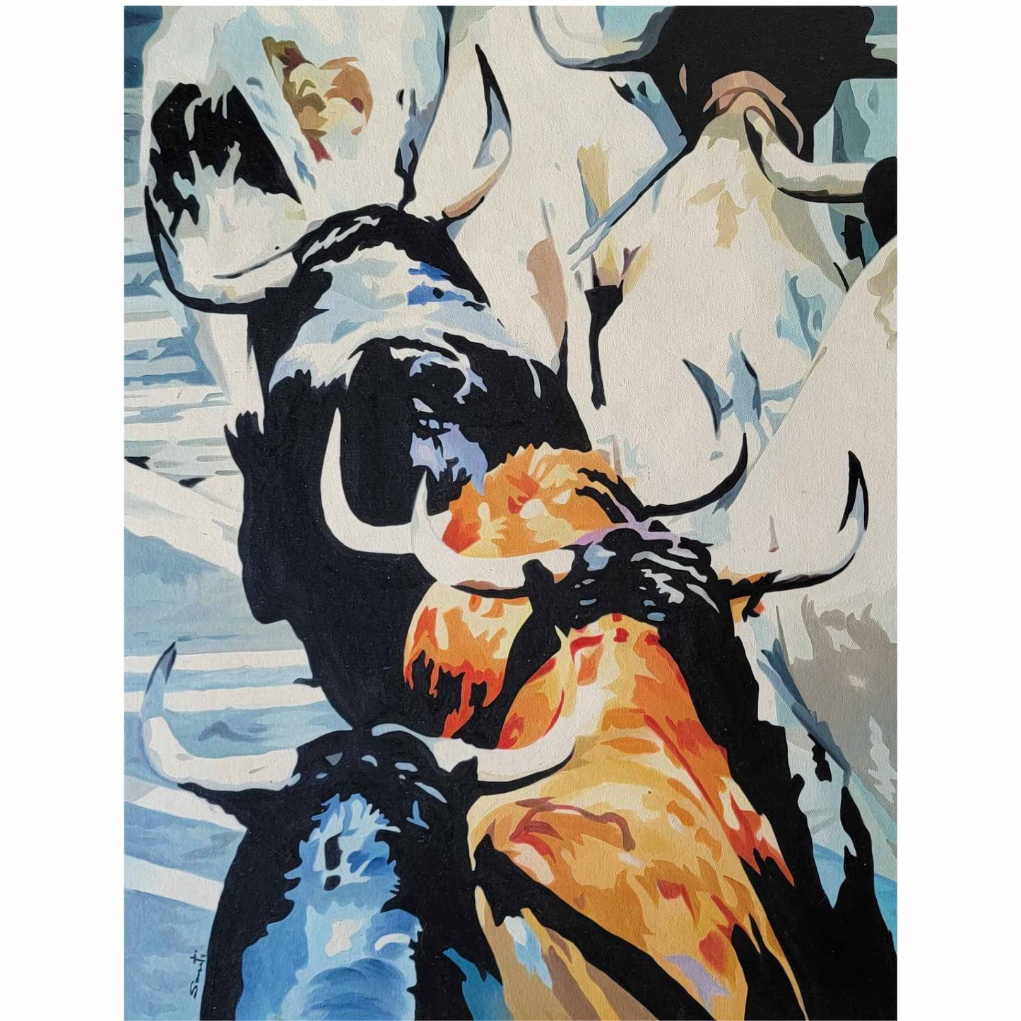 Paint Brush Bulls 82x60 cm