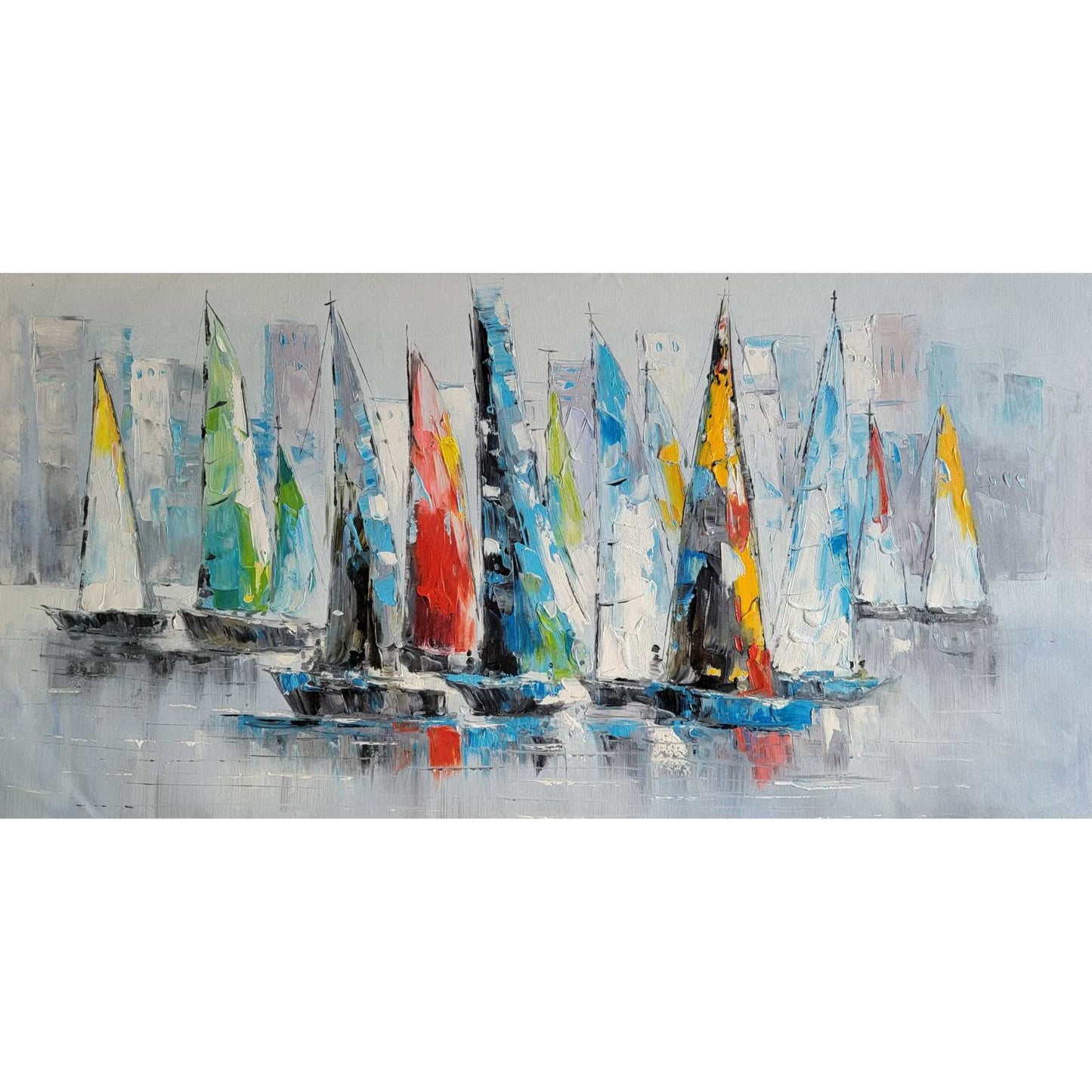 Pintura Barcos Velas Colores 120x60 cm