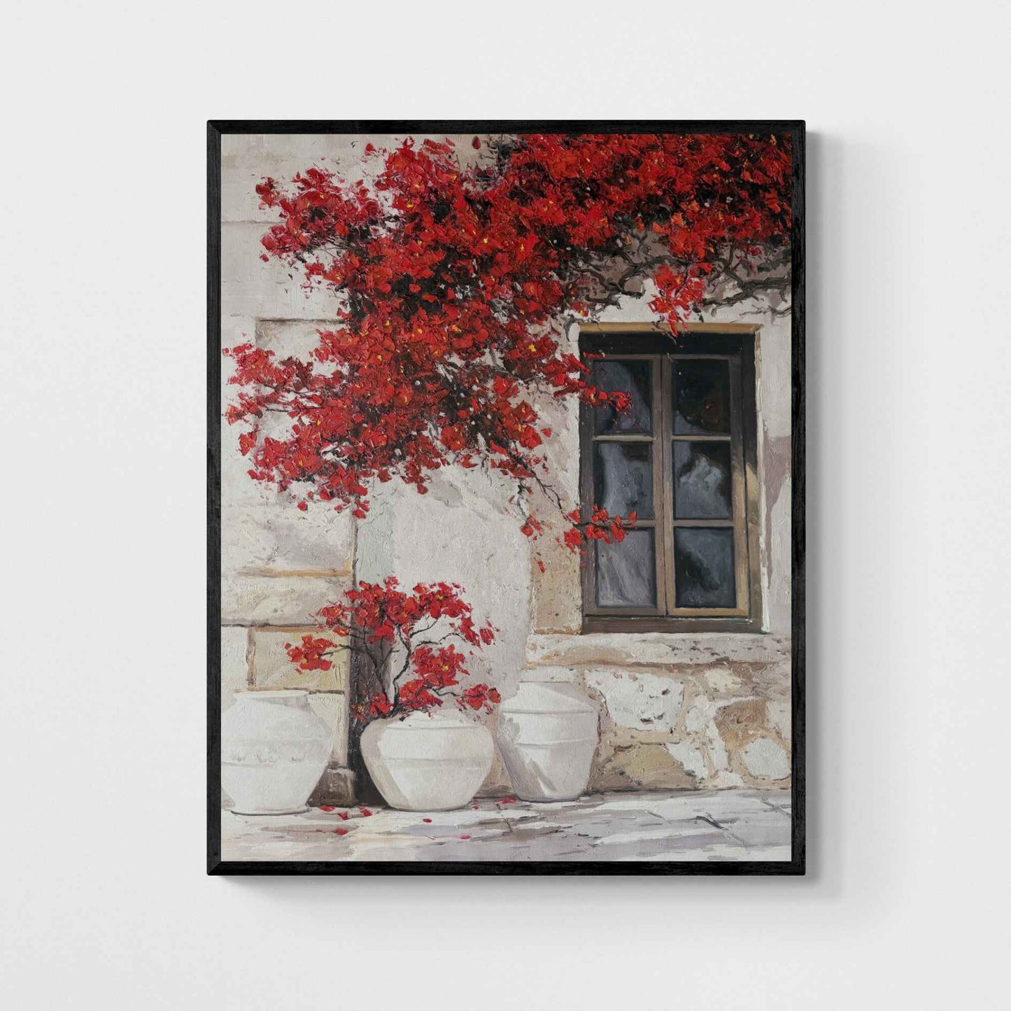 Oil painting Facade with Bougainvilleas 82x102 cm