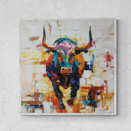 Pintura Óleo Toro valentía y humildad  90x90 cm