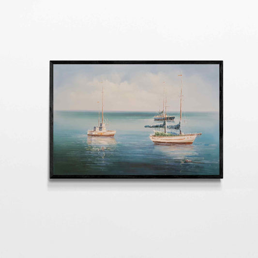 Gemälde „Fischerboot bei der Arbeit“ 90x60 cm