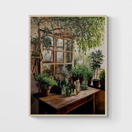 Cuadro al Óleo La Mesa Botánica Pintado a Mano 80x100 cm
