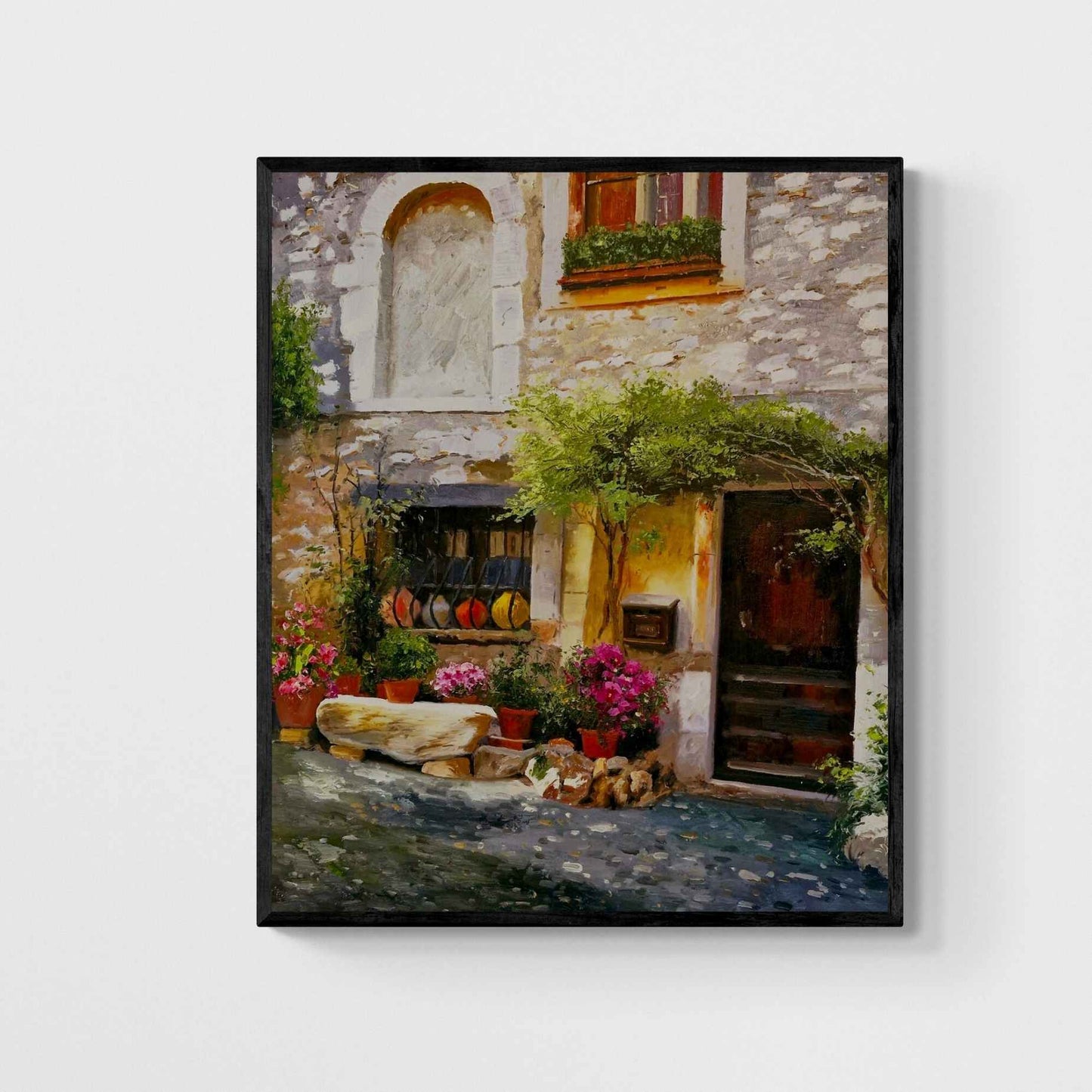 Hand-Painted Village Door Oil Painting 82x102 cm