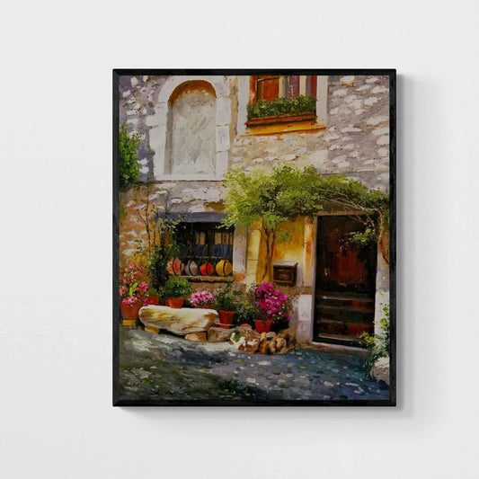 Cuadro al Óleo Puerta de Pueblo Pintado a Mano 82x102 cm