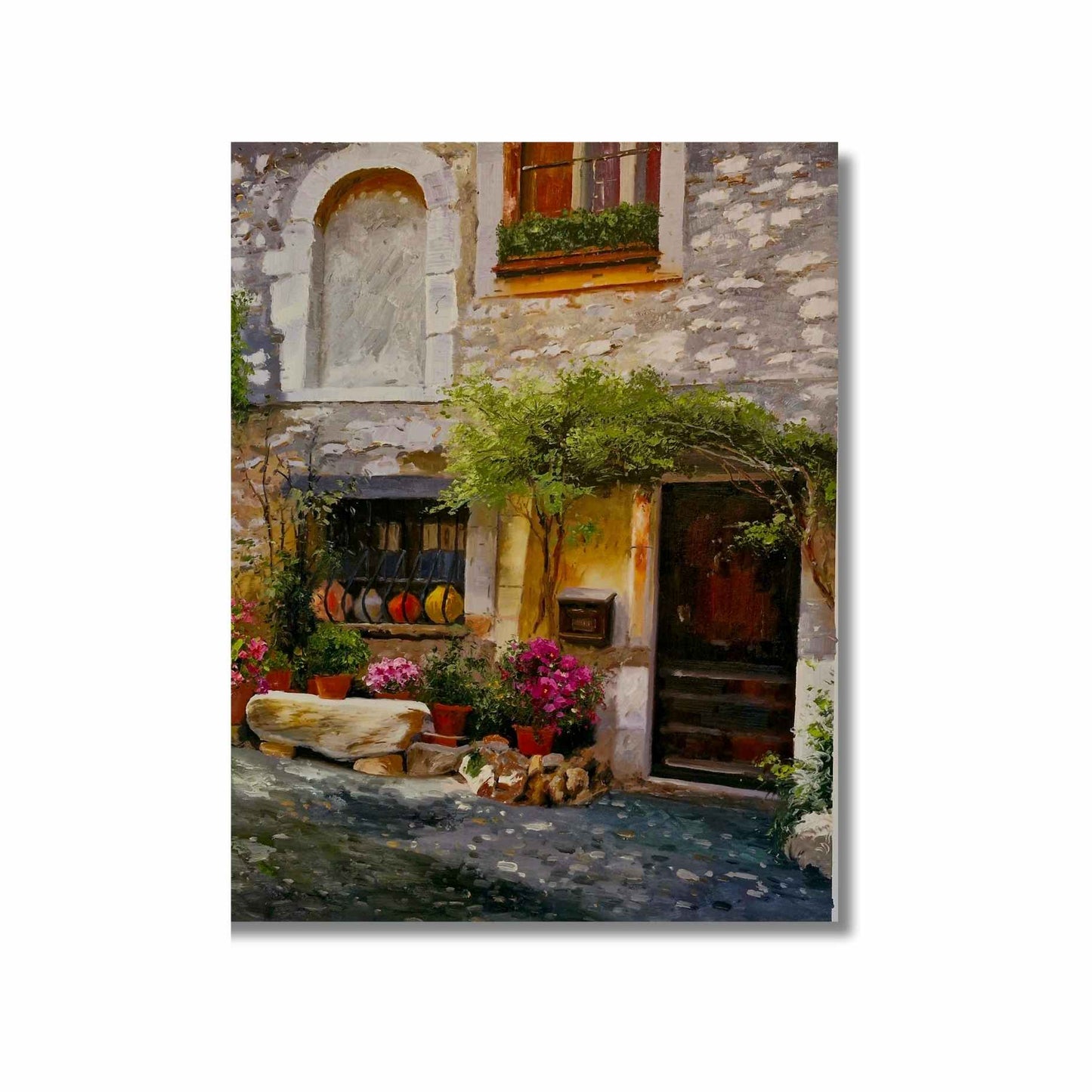 Hand-Painted Village Door Oil Painting 82x102 cm