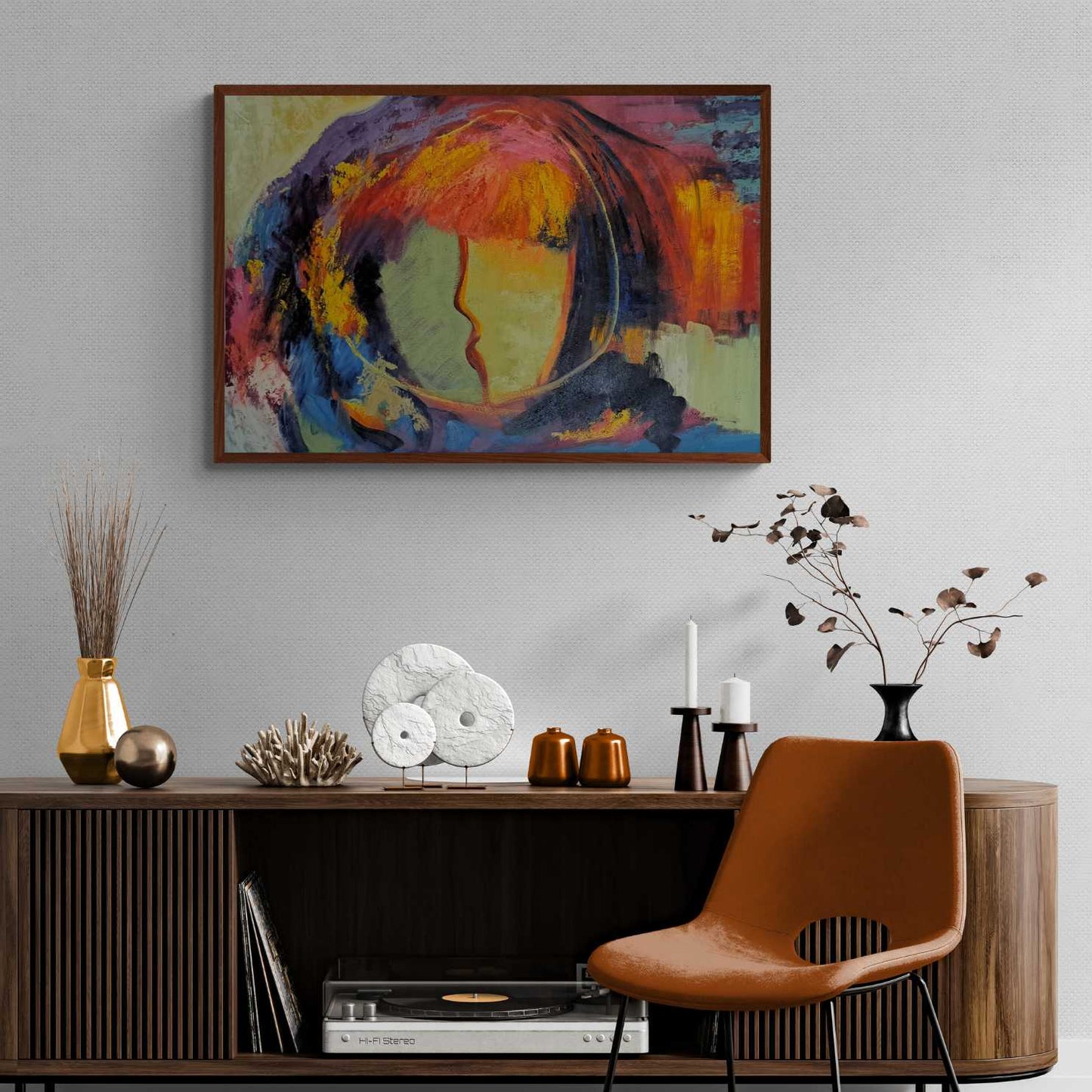 Abstract Face Silhouette Painting 90x60 cm