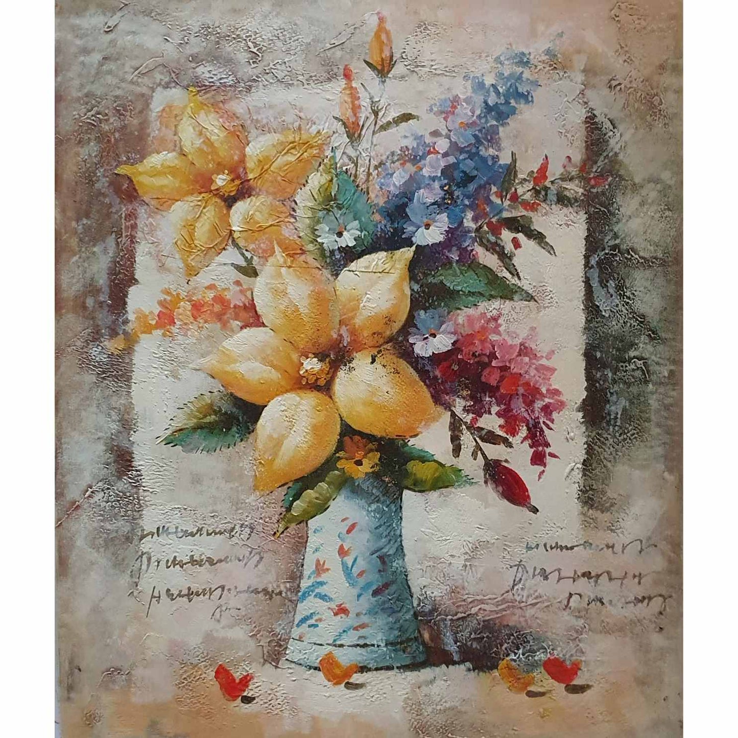 Typische Malerei Blumenvasen Gold 50x60 cm [3 Stück]
