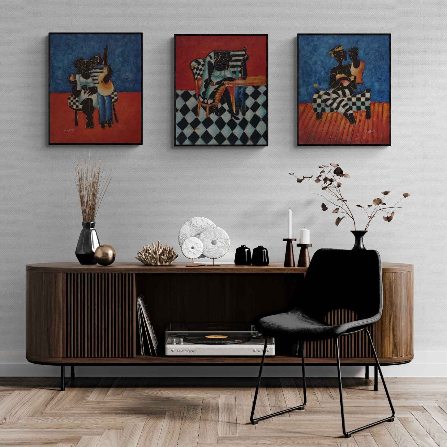 Tríptico Cubismo estilo Picasso 50x60 cm [3 piezas]