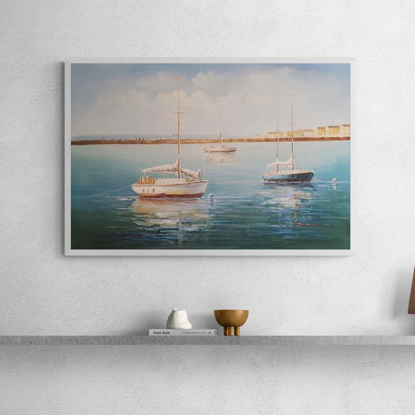 Gemälde Ankunft im Hafen 90x60 cm