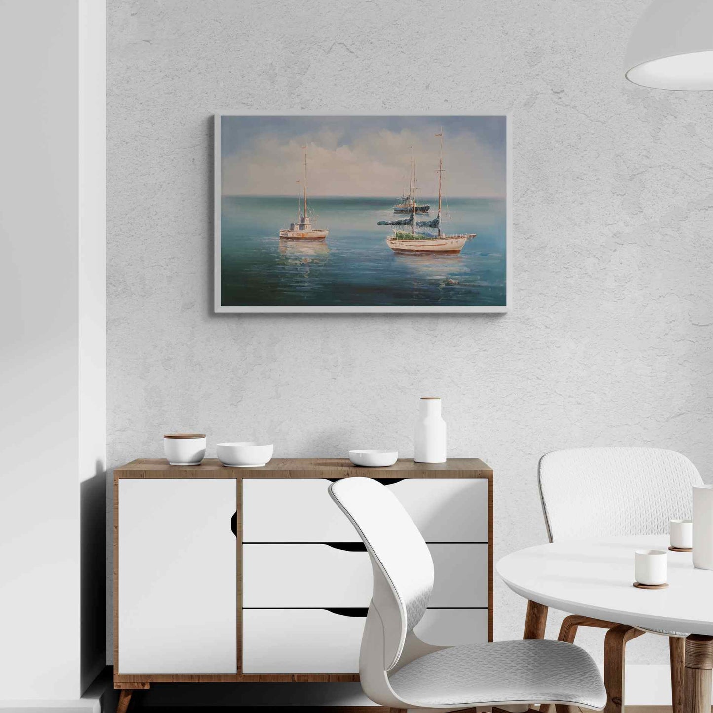 Gemälde „Fischerboot bei der Arbeit“ 90x60 cm