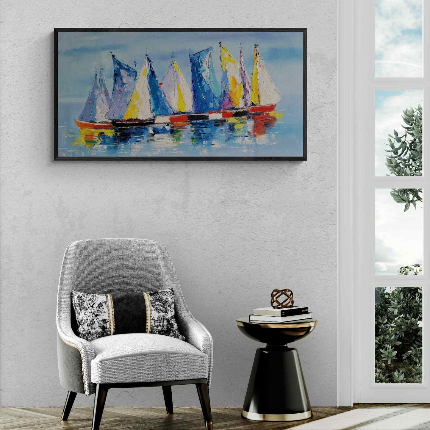Pintura Barcos Colores 120x60 cm