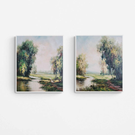 River Oil Landscape Painting 50x60 cm [2 pieces]