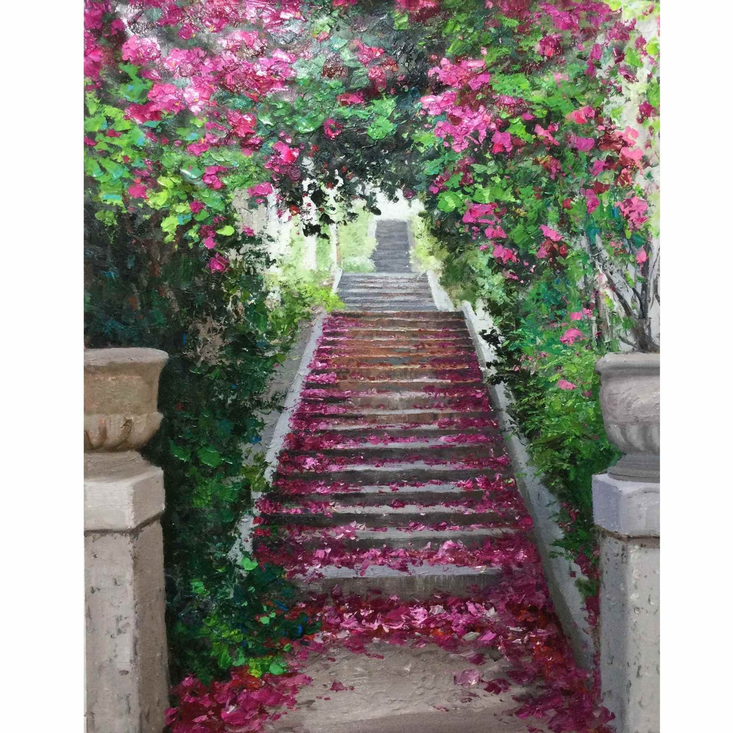 Bougainvillea Stair Painting 80x120 cm