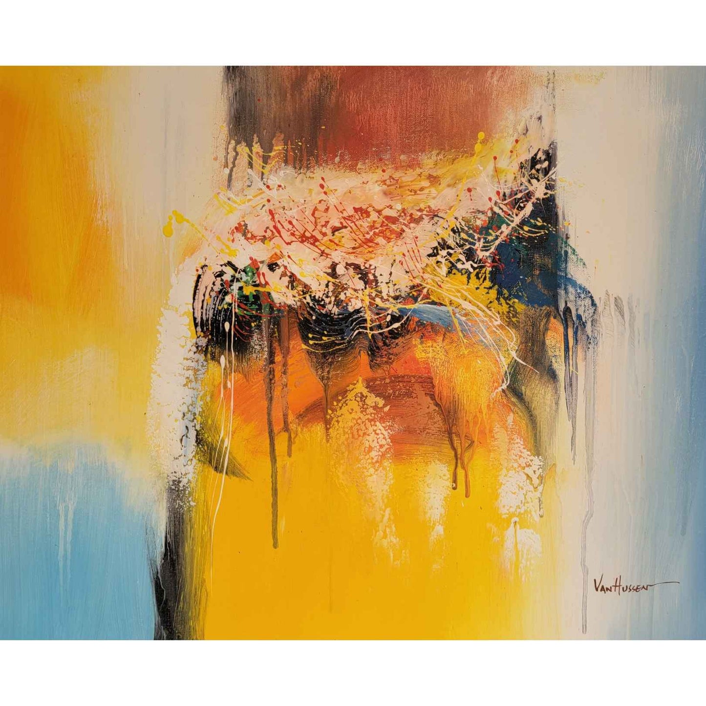 Abstract Painting Spilled Paintings 60x50 cm