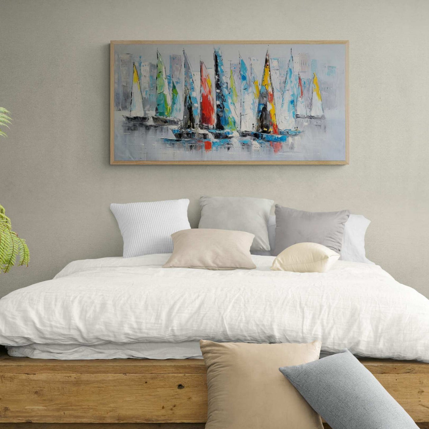 Pintura Barcos Velas Colores 120x60 cm