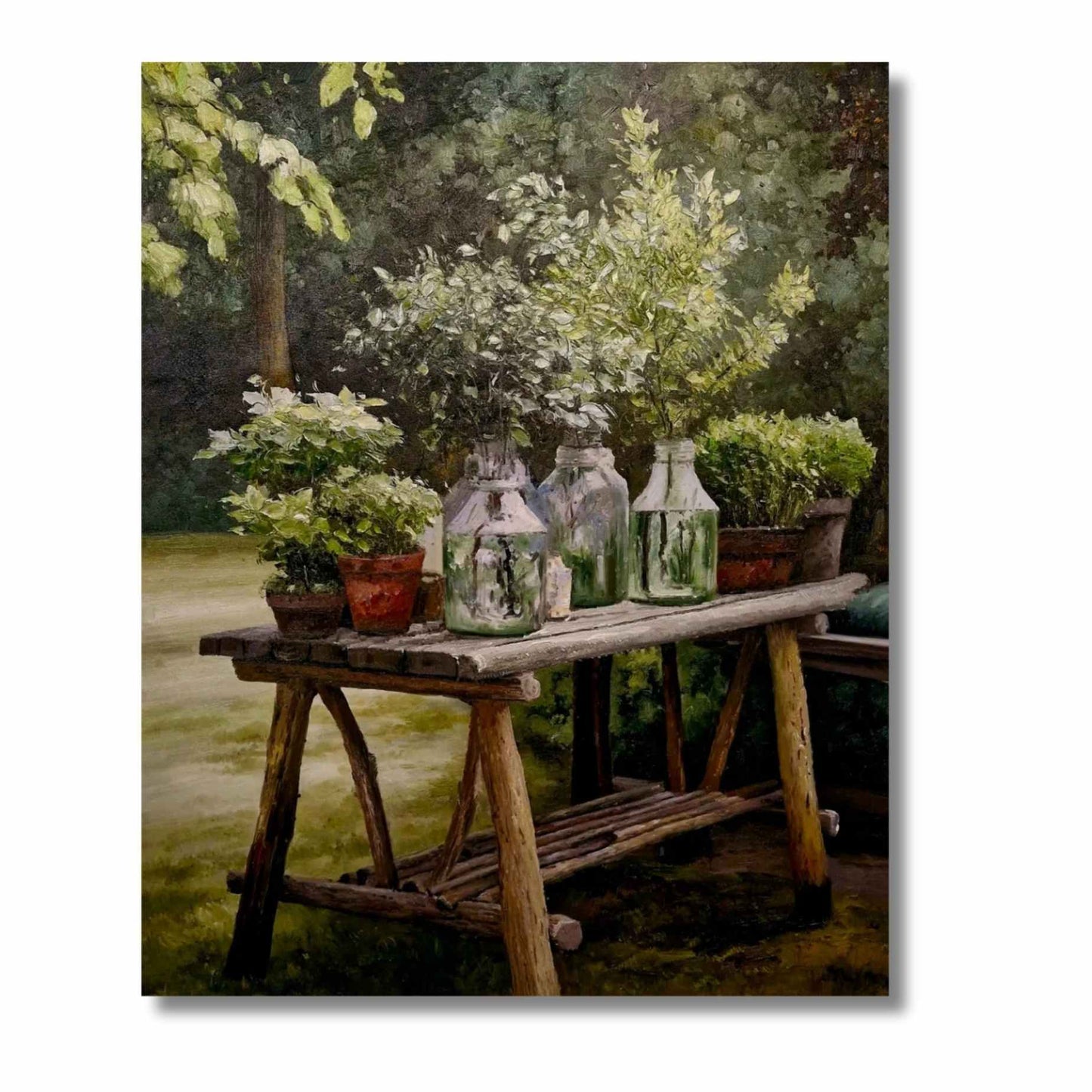 Cuadro al Óleo La Mesa Botánica Pintado a Mano 80x100 cm