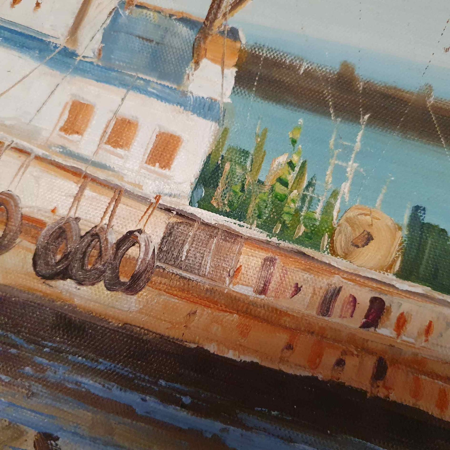 Fischerbootgemälde 90x60 cm