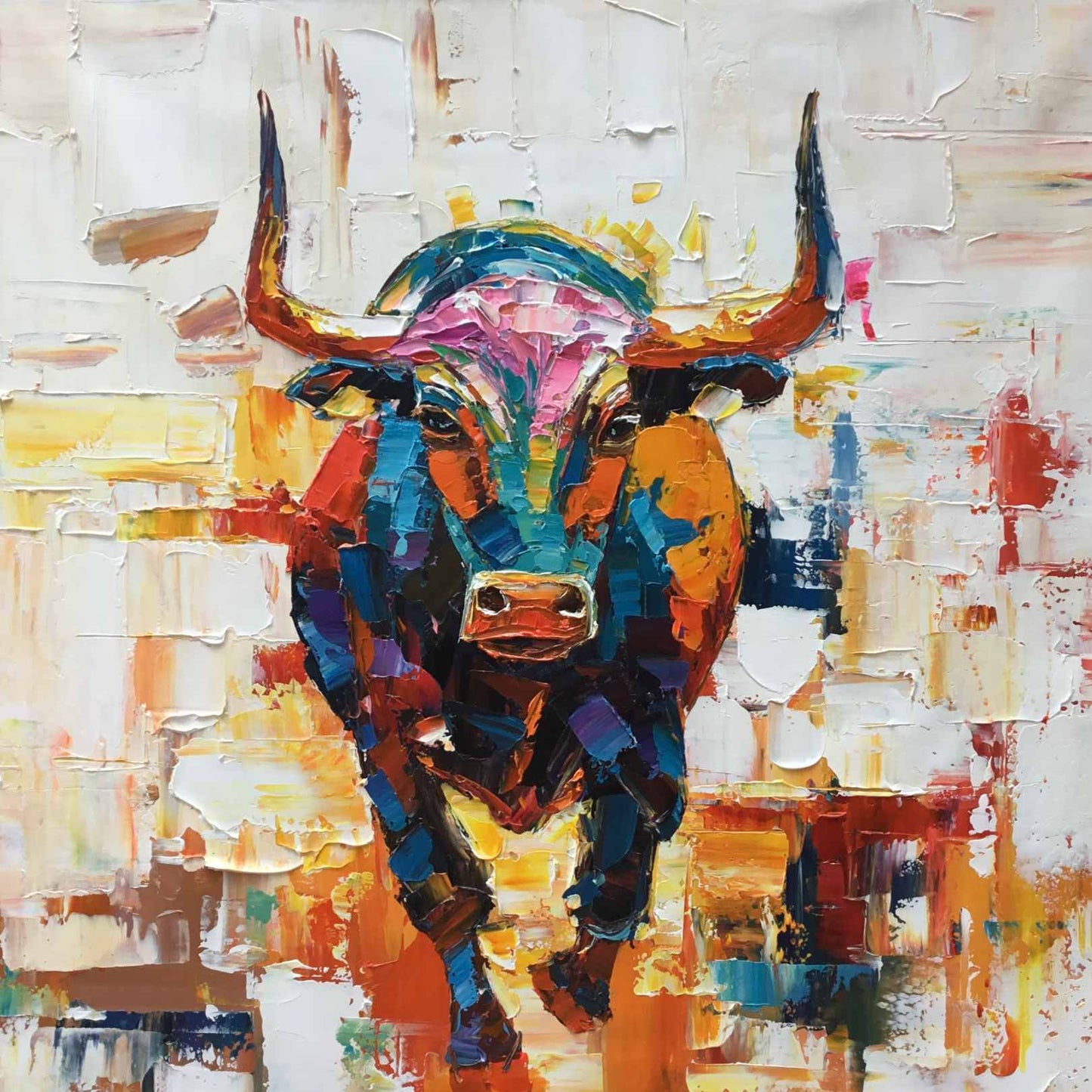 Oil Painting Bull bravery and humility 90x90 cm