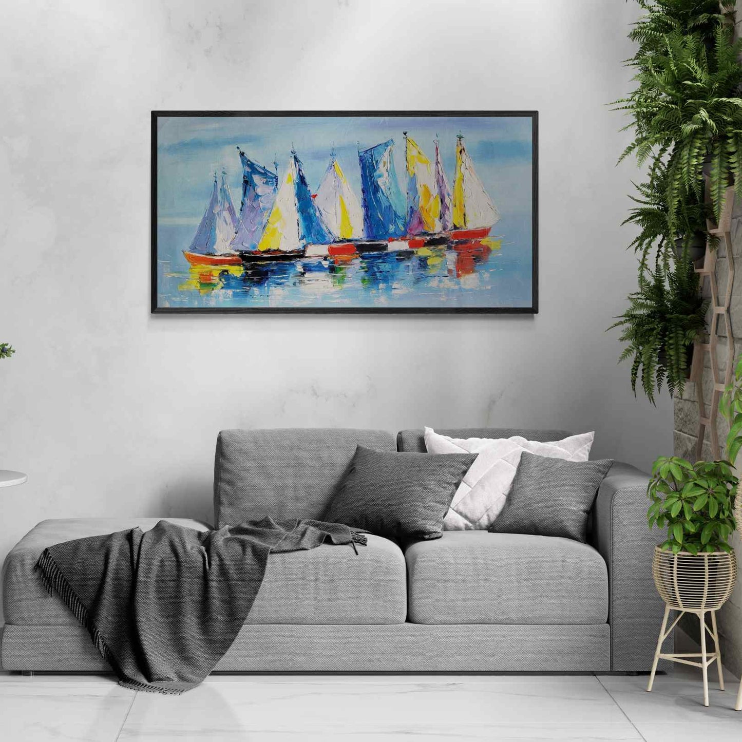 Painting Boats Colors 120x60 cm