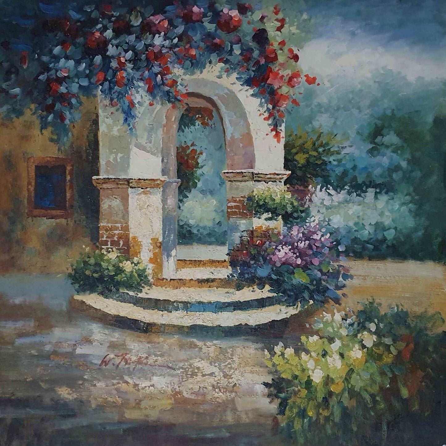 Flower arch painting 80x80 cm