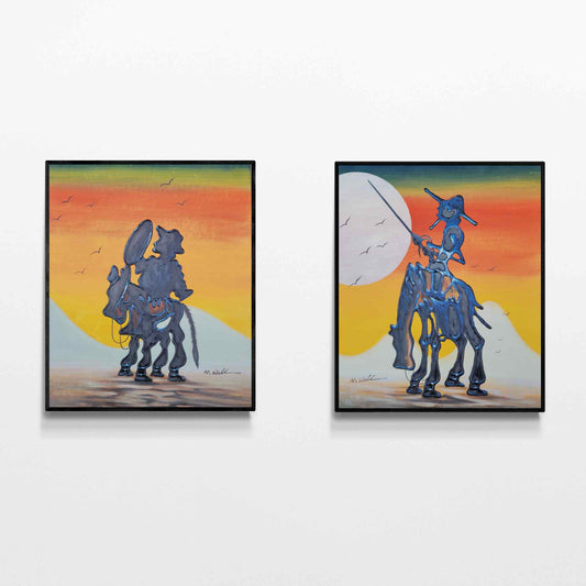 Don Quijote und Sancho Gemälde 50X60 cm [2 Stück]