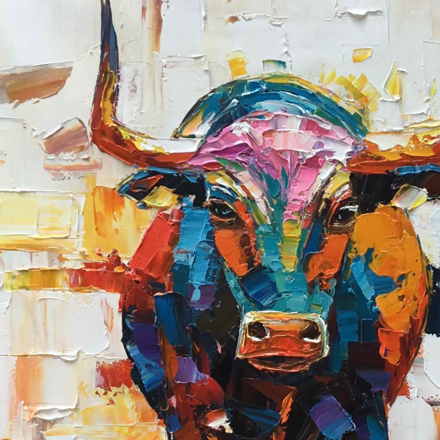 Oil Painting Bull strength and character 90x90 cm