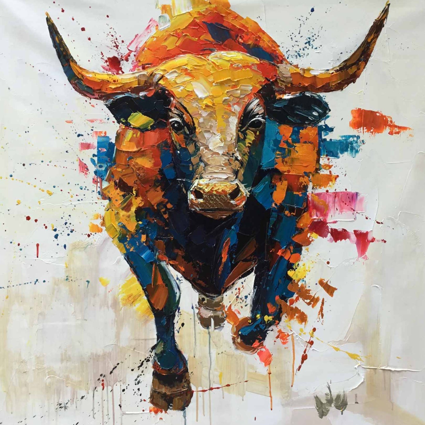 Oil Painting Bull Color 90x90 cm